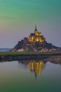 Saint Michel famous castle with water reflectio