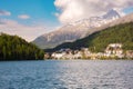 Saint Moritz lake in Switzerland in summer Royalty Free Stock Photo