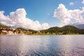 Saint Moritz lake in Switzerland in summer Royalty Free Stock Photo