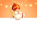 Saint Nicholas on board - happy cute character - poster template Royalty Free Stock Photo