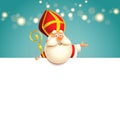Saint Nicholas on board - happy cute character vector illustration
