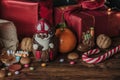 Saint Nicholas chocolate with gifts Royalty Free Stock Photo