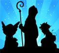 Saint Nicholas, Devil and Angel Silhouette Vector