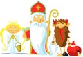 Saint Nicholas, Devil and Angel - Vector Illustration Isolated on White Background Royalty Free Stock Photo