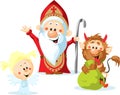 Saint Nicholas, devil and angel Royalty Free Stock Photo