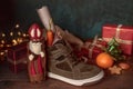 Saint Nicholas gifts and chocolate Royalty Free Stock Photo