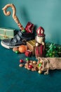 Saint Nicholas gifts and shoe Royalty Free Stock Photo
