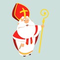 Saint Nicholas happy cute cartoon vector illustration Royalty Free Stock Photo