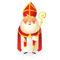 Saint Nicholas or Sinterklaas - happy cute character - vector illustration isolated Royalty Free Stock Photo