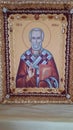 Saint Nicholas icon painted on wood Royalty Free Stock Photo