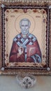 Saint Nicholas icon painted in wood