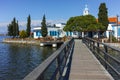 Saint Nicholas Monastery located on two islands in Porto Lagos near town of Xanthi, Greece Royalty Free Stock Photo