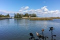 Saint Nicholas Monastery located on two islands in Porto Lagos near town of Xanthi, Greece Royalty Free Stock Photo