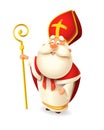 Saint Nicholas Nicolaus or Sinterklaas - happy cute isolated on white background Royalty Free Stock Photo