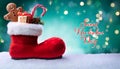 Saint Nicholas Poster Design with Christmas Theme Background Royalty Free Stock Photo