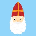 Saint Nicholas or Sinterklaas cute doodle portrait. vector illustration of St Nick head with hat. Children Christmas Royalty Free Stock Photo