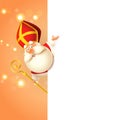 Saint Nicholas Sinterklaas on left side of board - happy cute character celebrate holiday - poster template Royalty Free Stock Photo