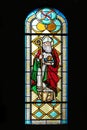 Saint Nicholas, stained glass window in the Shrine of the Queen of Peace in Hrasno, Bosnia and Herzegovina Royalty Free Stock Photo