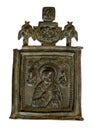 Saint Nicholas the Wonderworker. Road Orthodox Ancient Folding. 18 century. Royalty Free Stock Photo