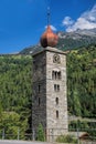 Saint Nicolas bell tower in Swiss Alps Royalty Free Stock Photo