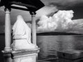 Saint overlooking Lago Maggorie in Arona, Italy