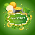 Saint patrick card with leprechaun hat shamrock