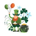 Saint Patrick celebration, symbolic images of dwarf and pot