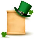 Saint Patrick Day card with clove leaf and hat Royalty Free Stock Photo