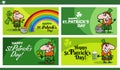 Saint Patrick Day designs set with cartoon Leprechaun character Royalty Free Stock Photo