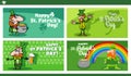 Saint Patrick Day designs set with cartoon Leprechaun character Royalty Free Stock Photo