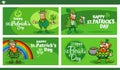 Saint Patrick Day designs set with cartoon Leprechaun character Royalty Free Stock Photo