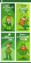 Saint Patrick Day designs set with cartoon Leprechauns Royalty Free Stock Photo