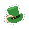 saint patrick day hand with hat cut line Royalty Free Stock Photo