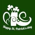 Saint Patrick day symbol of Leprechaun shoe and four-leaf clover leaf or lucky shamrock. Royalty Free Stock Photo