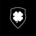 Saint Patrick Day traditional shield design element isolated on dark background