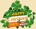 Saint Patrick Design Tangled with Clovers, Vector Illustration