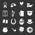 Saint Patrick icons set grey vector