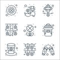 Saint patrick line icons. linear set. quality vector line set such as celebration, garland, hat, hat, clover leaf, festival, cross