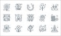 saint patrick line icons. linear set. quality vector line set such as top hat, cross, hat, heart, clover leaf, festival, badge,