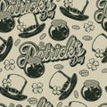 Saint Patrick monochrome pattern seamless