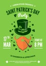 Saint Patrick party poster design, 17 March celebration invitation. Vector illustration Royalty Free Stock Photo