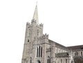 Saint Patrick`s Cathedral in Dublin, Ireland, isolated on white background. It is the National Cathedral of the Church of Ireland. Royalty Free Stock Photo