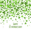 Saint Patrick s Day Border with Green Four and Tree Leaf Clovers on White Background. Vector illustration. Template Royalty Free Stock Photo