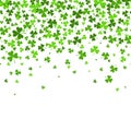 Saint Patrick s Day Border with Green Four and Tree Leaf Clovers on White Background. Vector illustration. Template Royalty Free Stock Photo