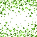 Saint Patrick s Day Border with Green Four and Tree Leaf Clovers on White Background. Vector illustration. Template Royalty Free Stock Photo