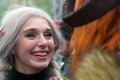 Saint Patrick`s Day celebration in Moscow. Men and women in carnival costumes