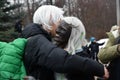 Saint Patrick`s Day celebration in Moscow. Men and women in carnival costumes