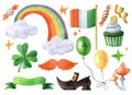 Saint Patrick`s day clipart collection Royalty Free Stock Photo