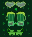 Saint Patrick\'s Day design elements. Irish party vector decoration glasses.