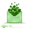 Saint Patrick`s Day Envelope with Green Clovers